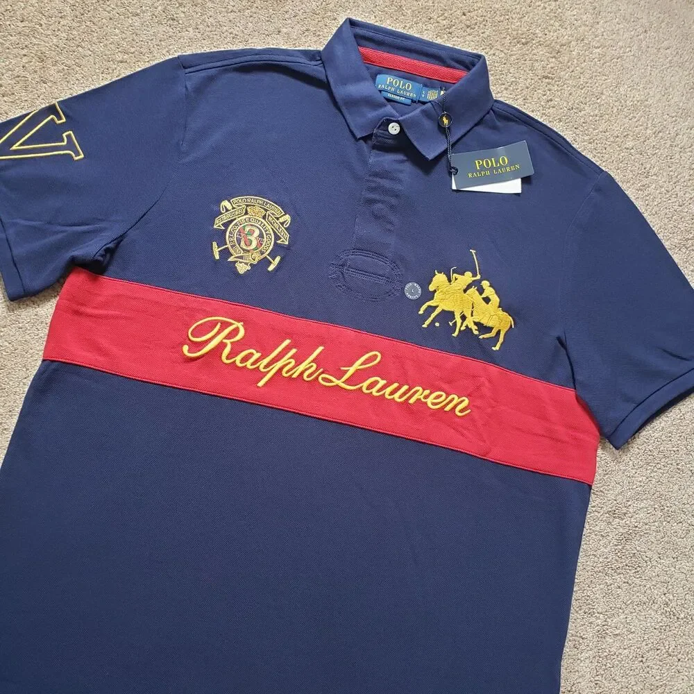 NWT Polo Ralph Lauren Sz Large Mens Classic Fit Dual Player Navy Tom Polo Shirt